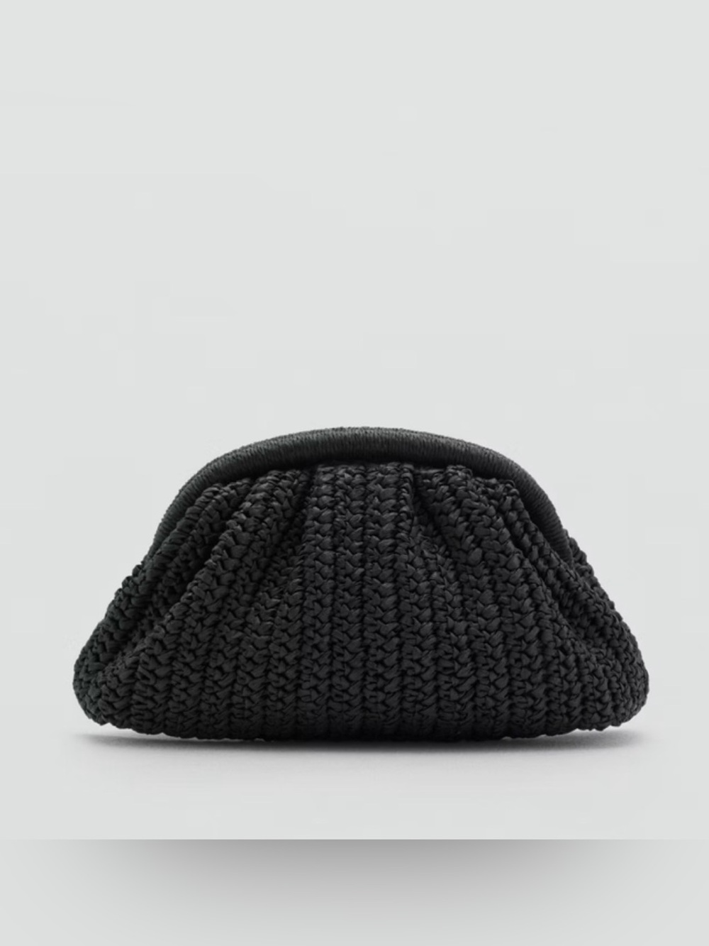 New Black NATURAL FIBER CLUTCH BAG